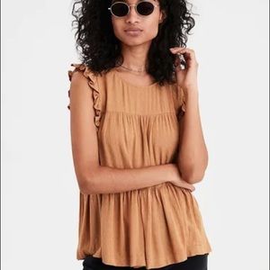 American Eagle Orange-Yellow Peplum Top